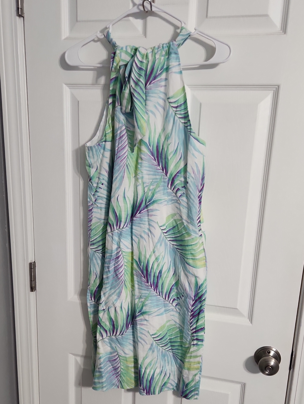 NWOT. Tommy Bahama Leinani Leaves Linen Halter Dress Sz. M Beach Vacation - Picture 8 of 13